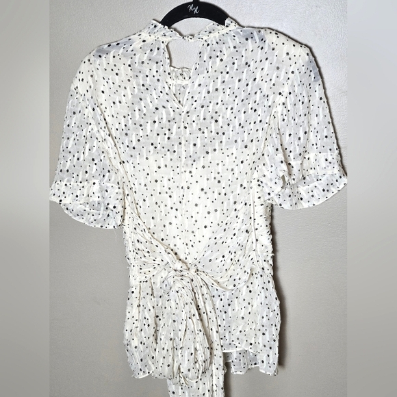 Rebecca Taylor Scattered Stars Silk Wrap Quiet Luxury Top, Size 6 - Picture 4 of 6